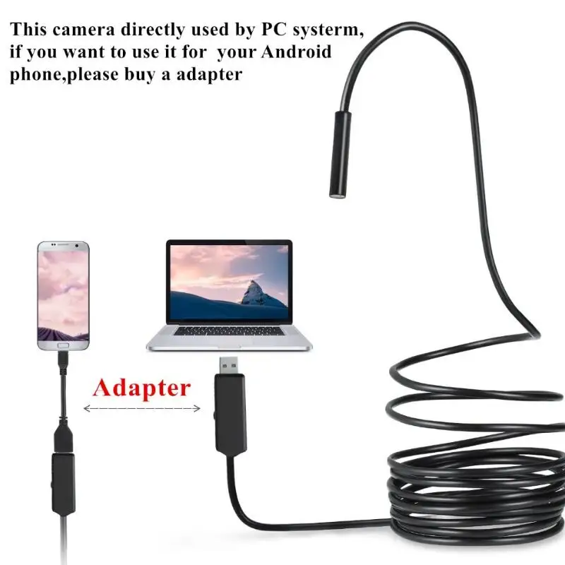 Водонепроницаемый Бороскоп USB 7 мм 2 15 м IP67 6 светодиодный 30 МП Трубная камера