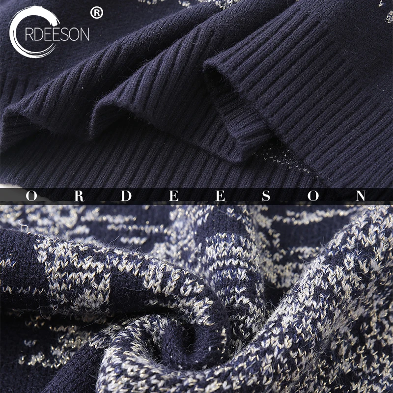 ORDEESON Cashmere Galaxy Gold Line Turtleneck Fall 2017 Fashion Winter Women Sweaters and Pullovers Jumper Knitted Sweater Brand | Женская