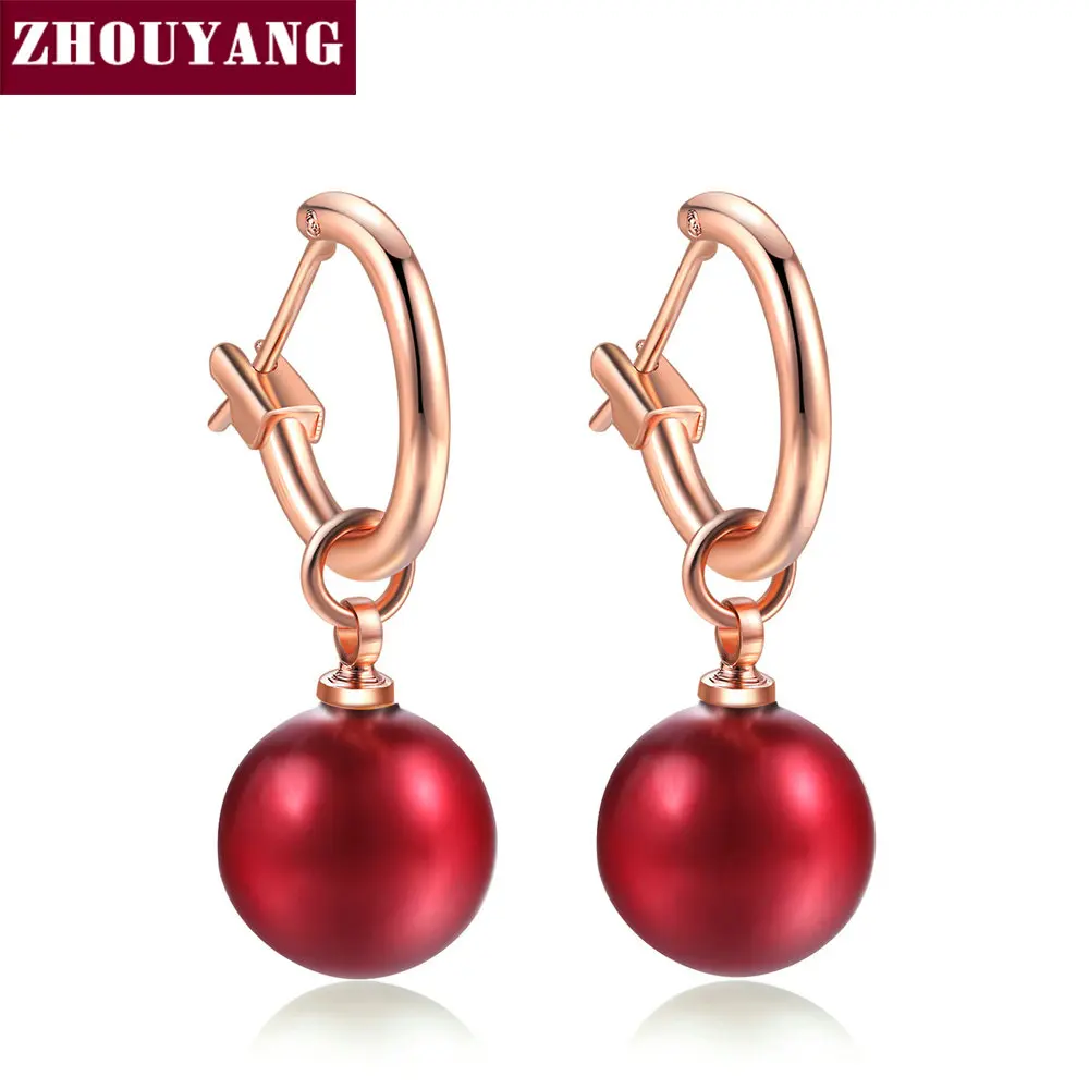 ZHOUYANG серьги-капли для женщин, простой многослойный искусственный жемчуг, розовое золото, серебро, цвет, подарок на свадьбу, модное ювелирное изделие E677 E692