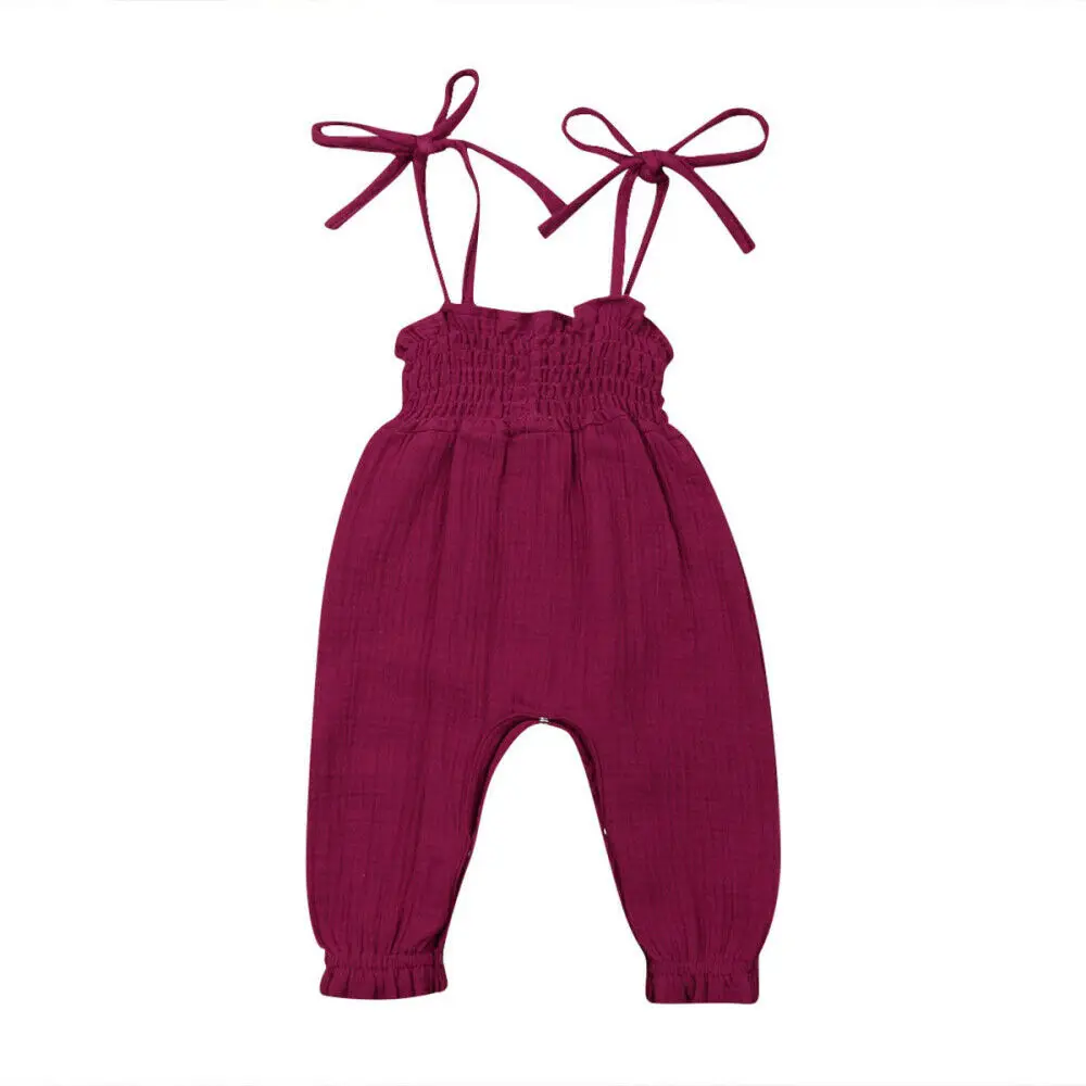 0-24M Newborn Toddler Baby Girl Strap Pants Solid Romper Overalls Outfits Sunsuit | Мать и ребенок