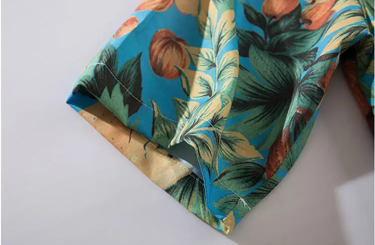 Summer Fashion Mens Hawaii Style Tree Print Short Sleeved Shirt Men Vintage Loose Hip Hop Shirt Hawaiian Shirts Ds50312