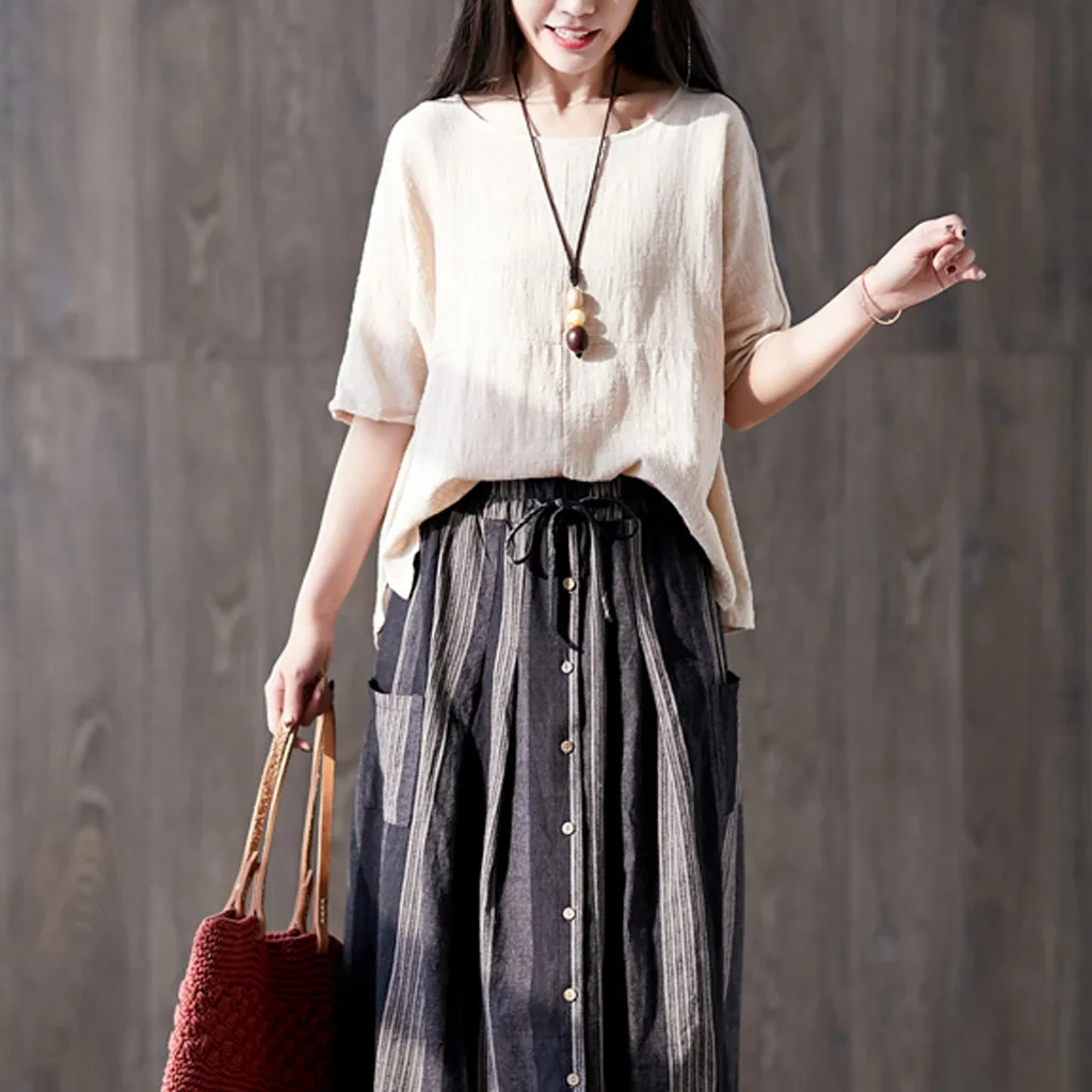 Women Casual Half Sleeve Loose Blouse O Neck Solid Cotton Linen Blouses Office Womens Work Shirts Plus Size Harajuku Blusas 2019 |