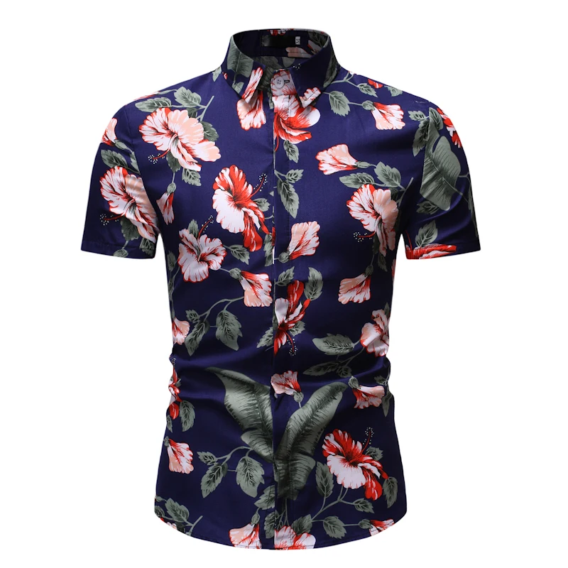 Beach Hawaiian Shirt 2019 Men's Brand Short Sleeve Large Size Floral Summer Casual Holiday Vacation Flower | Мужская одежда