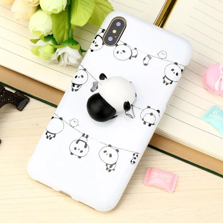 2018 New Squishy 3D Cute Toy Soft Silicone Back Case Cover For iPhone X |