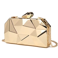 gold acrylic box geometric evening bag clutch bags elegent chain women handbag for party shoulder bag for weddingdatingparty