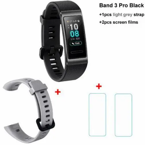 huawei Band 3 Pro Smartband gps металлическая рамка Amoled полноцветный дисплей сенсорный экран Датчик сердечного ритма датчик сна - Цвет: black x grey x film