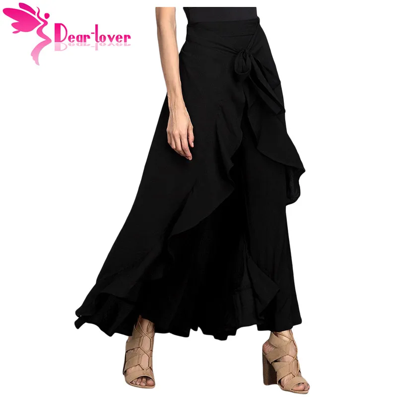 Dear Lover осень 2017 макси брюки женские OL Элегантные Pantalon Mujer шифон галстук-талия