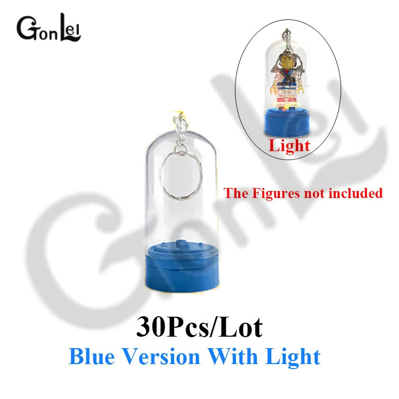 Blue-with Light 30 шт./партия поворотный дисплей коробка с брелоком кольцо для ключей подходит для MOC рисунок MOC модель строительные блоки кирпичные игрушки - Цвет: Blue-with Light
