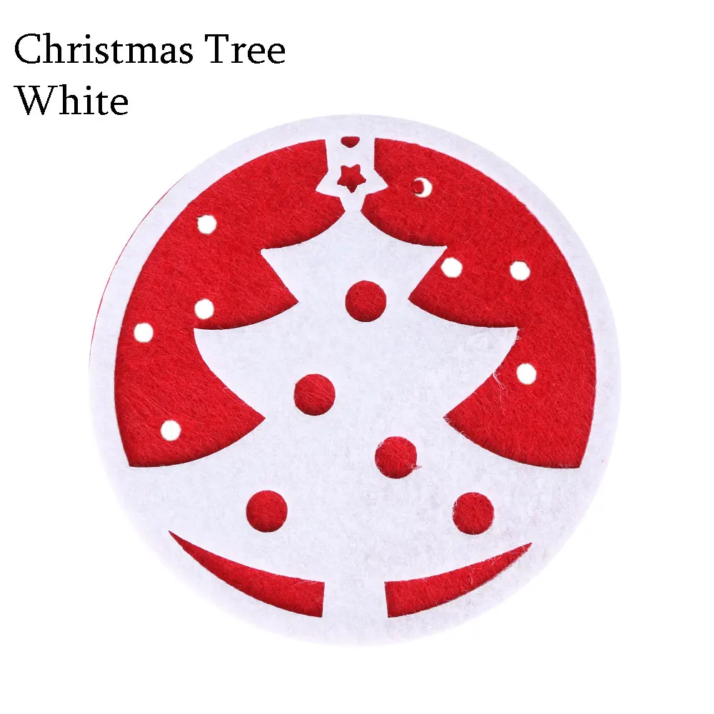 Christmas Tree 1 шт. абсолютно новые Мультяшные тканевые Нескользящие круглые рождественские подставки под Кружки Кофейные подставки чайные чашки коврики украшение стола - Цвет: Christmas Tree