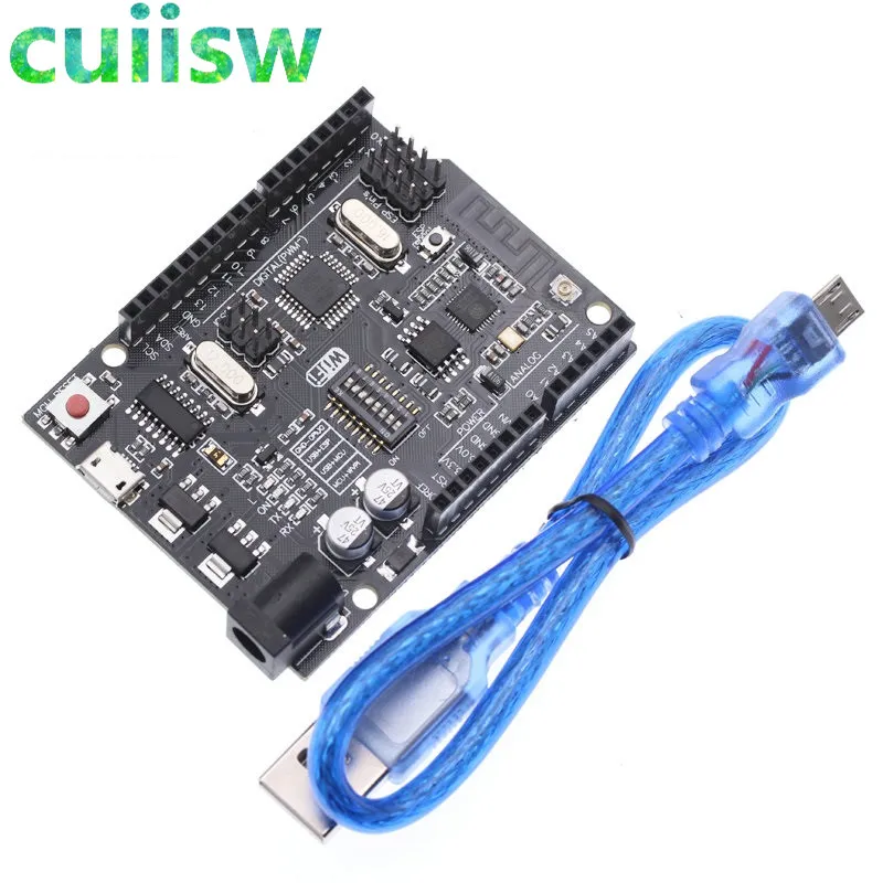 UNO Wifi with cable UNO R3+ WiFi ATmega328P+ ESP8266(32 Мб памяти) USB-TTL CH340G для Arduino Uno NodeMCU WeMos ESP8266 новое поступление - Цвет: UNO Wifi with cable