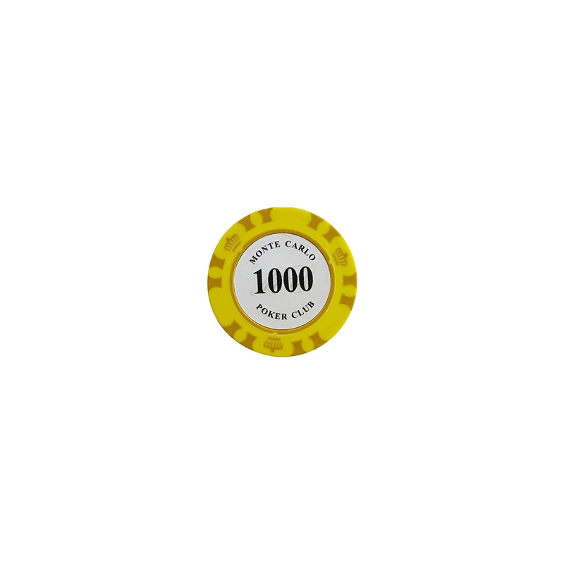 1000 face value Yernea, 1 шт., игральные карты, чипы, 14 г, глина, встроенные железные тапперы, Техасский Холдем, игральные чипы, карты для покера, Baccarat, монета, покер, звезда - Цвет: 1000 face value