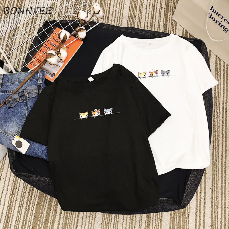 

Футболки женская одежда летняя футболка с коротким рукавом Harajuku женские Ulzzang с круглым вырезом парные Топы простые Универсальные высококач...