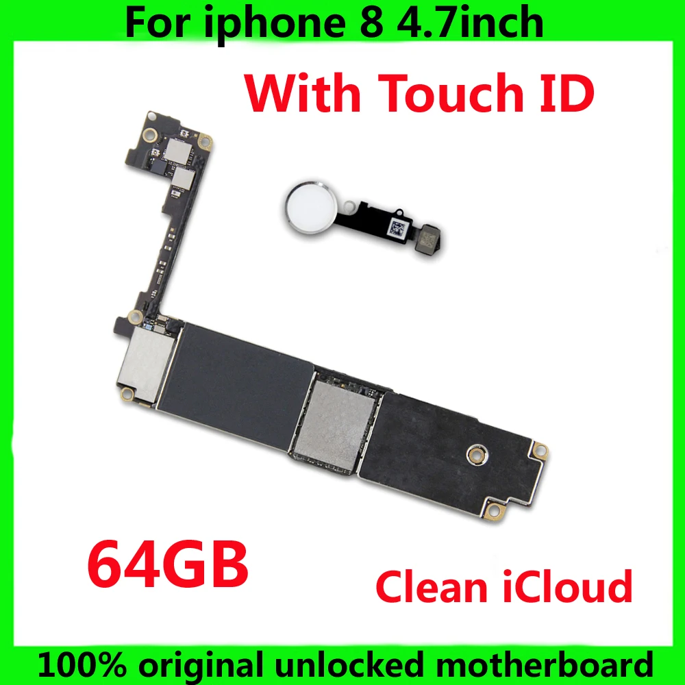 64 Гб чистая материнская плата iCloud с/NO touch ID для iphone 8 100% оригинальная системы IOS +