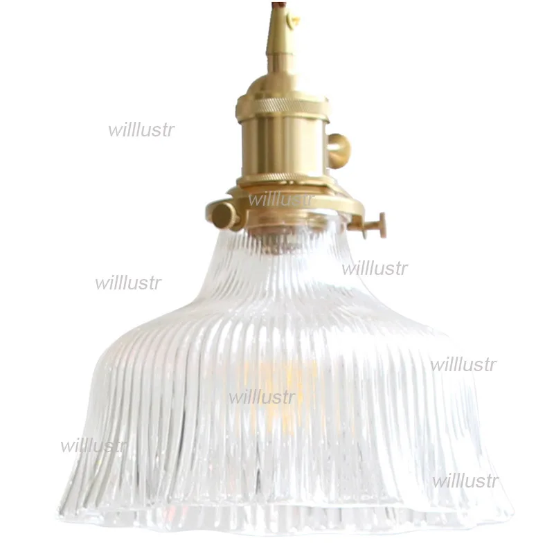 Гофрированная юбка Ребристое прозрачное стекло подвесной светильник для