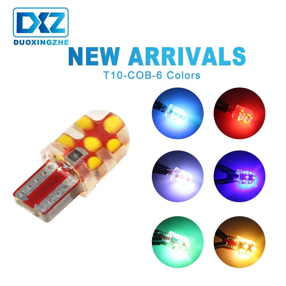 DXZ 1X T10 COB силикагель 194 168 501 w5w светодиодные лампы canbus 12SMD Автомобильный интерьер