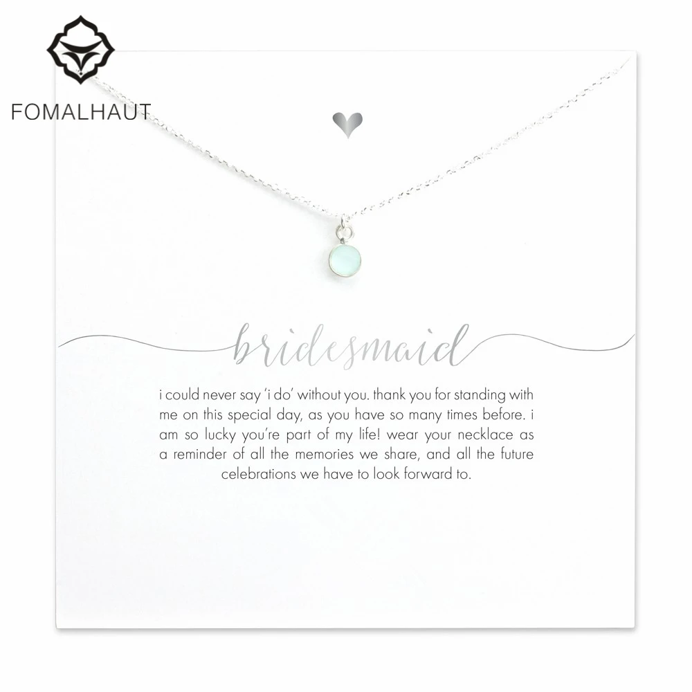 Ожерелье с зеленым кристаллом для подружки невесты ожерелье-цепочка до ключиц