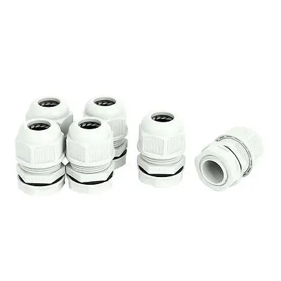 

6pcs White Plastic Waterproof Cable Connect Lead Glands Joints Connector M20x1.5