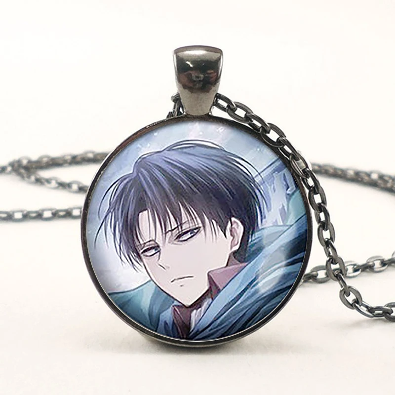 Ожерелье с кабошоном из стекла Леви Аккермана атаки на Титанов|black pendant|attack onattack on