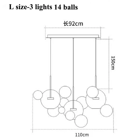 L size-14 ball long Современные светодиодные люстры с Микки Маусом, освещение для столовой, матовые стеклянные пузырьки, светодиодная Люстра для гостиной, медные металлические подвесные светильники - Цвет абажура: L size-14 ball long
