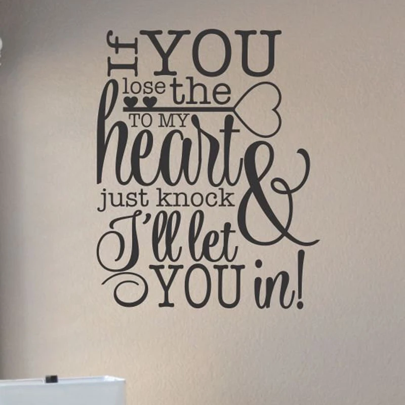 Наклейки виниловые If you lost the key to my heart настенные художественные украшения для