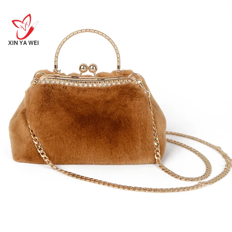 2019 New Rabbit Fur Womens Handbag Genuine Rabbit Fur Women Shoulder Crossbody Bag High Quality Women Totes Messenger Bag