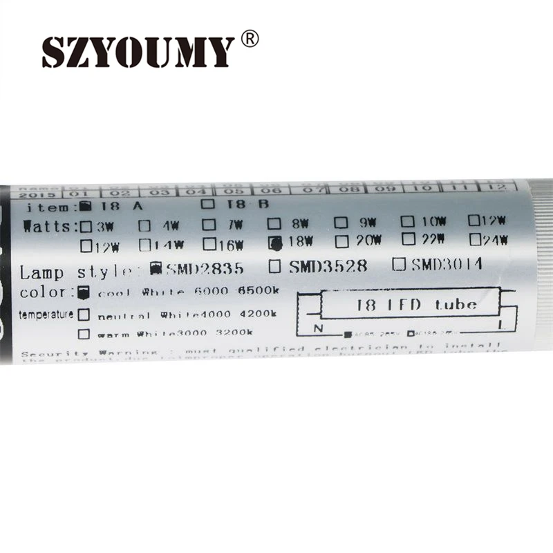 SZYOUMY 25 шт Светодиодная трубка 3 фута 14 Вт G13/R17D T8 молочно-прозрачная крышка