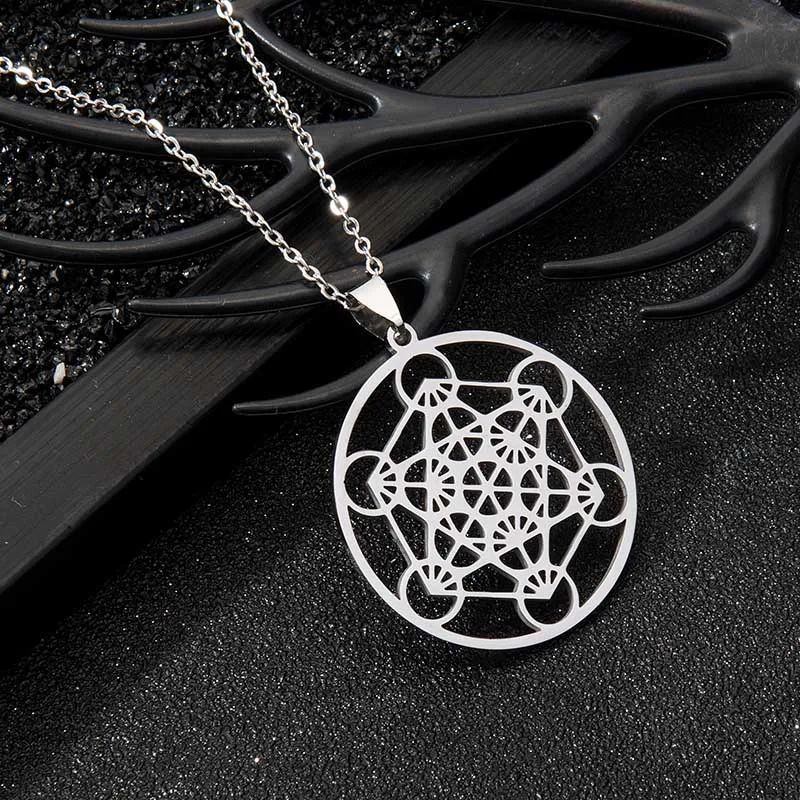 Кубический кубик Metatron из нержавеющей стали колье с шарнирным ангелом Sigil