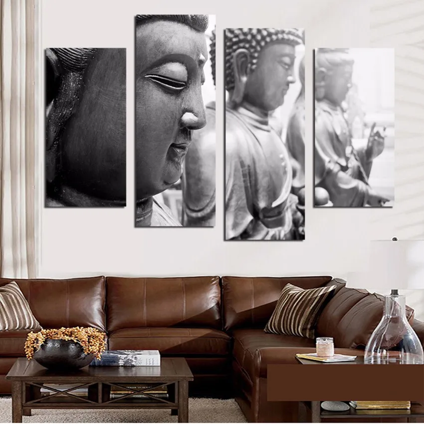 

Buddha portrait canvas 4Pcs unframed wall print picture HD printing Modern home decor painting for living room free shipping