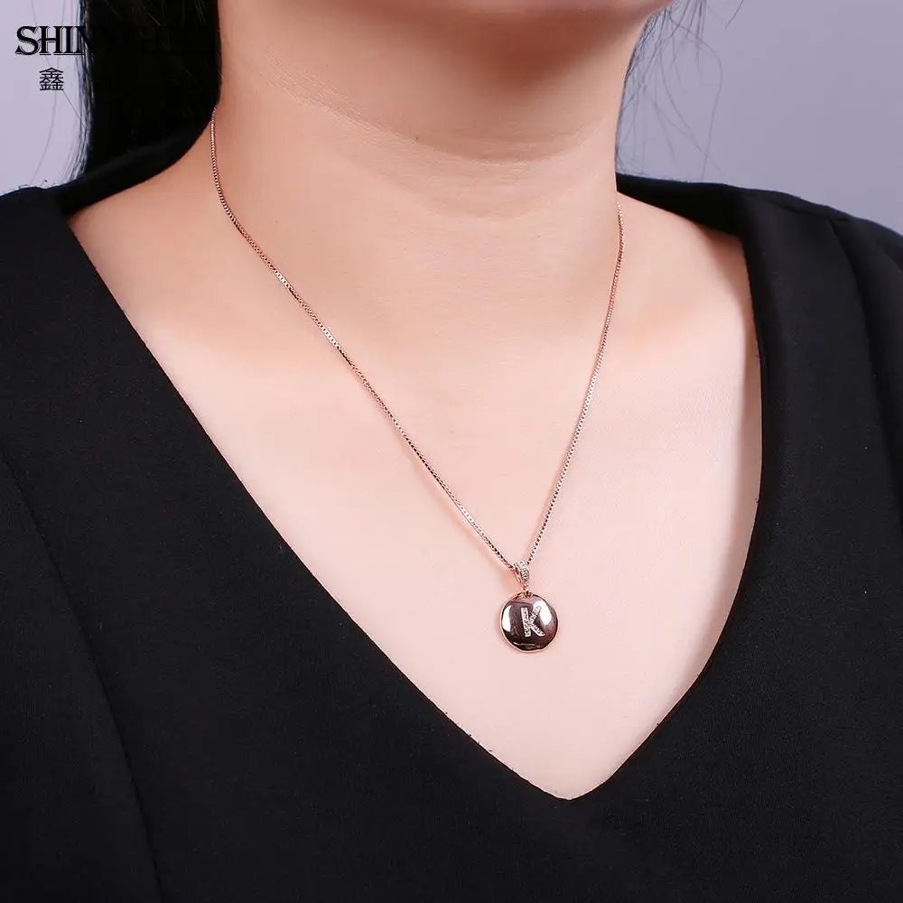 Женское Ожерелье-чокер ShinyGem круглое ожерелье с 26 буквами покрытое розовым