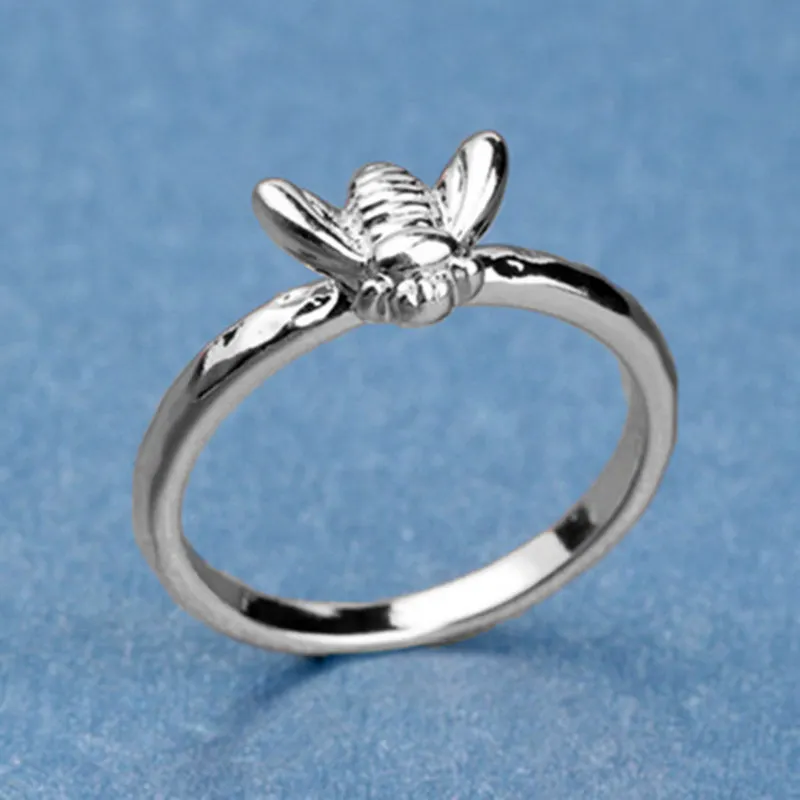 1 шт. подружки невесты Чистый золотой цвет Медь пчела палец тонкие кольца золото