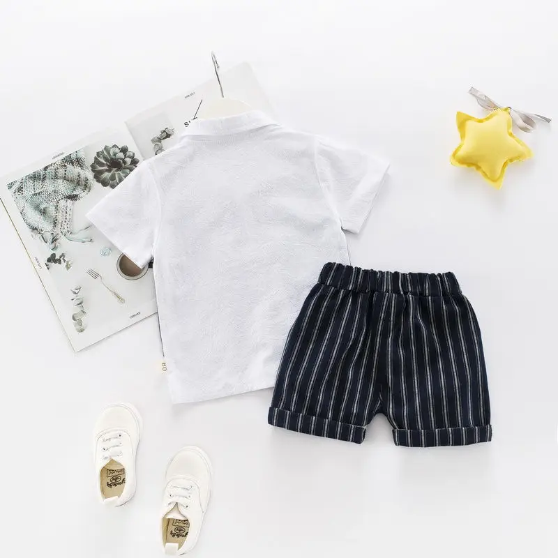 2019 summer baby boys clothing sets newborn fashion cotton lapel t-shirts+short pants 2pcs suits for infant bebe gentleman |