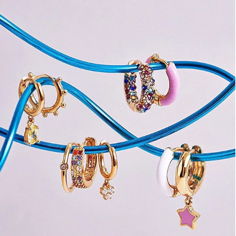 FASHIONSNOOPS Hot Cute Statement Crystal Earrings For Women Girl Party Earring Jewelry Gift HOOPS EARRINGS