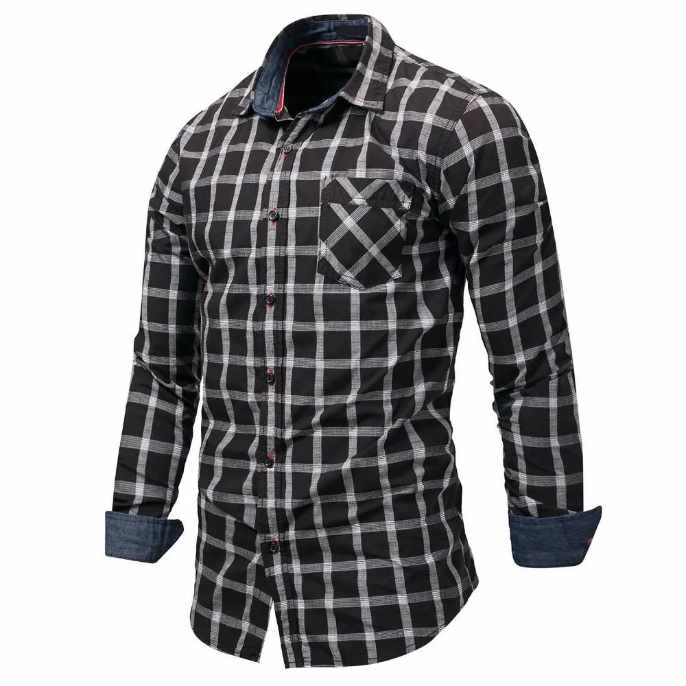 High Quality Men Shirts 2018 Plaid Long Sleeve Summer Casual Slim Fit Men's Track Suit Plus Size Shirt Blouse Top Streetwear | Мужская
