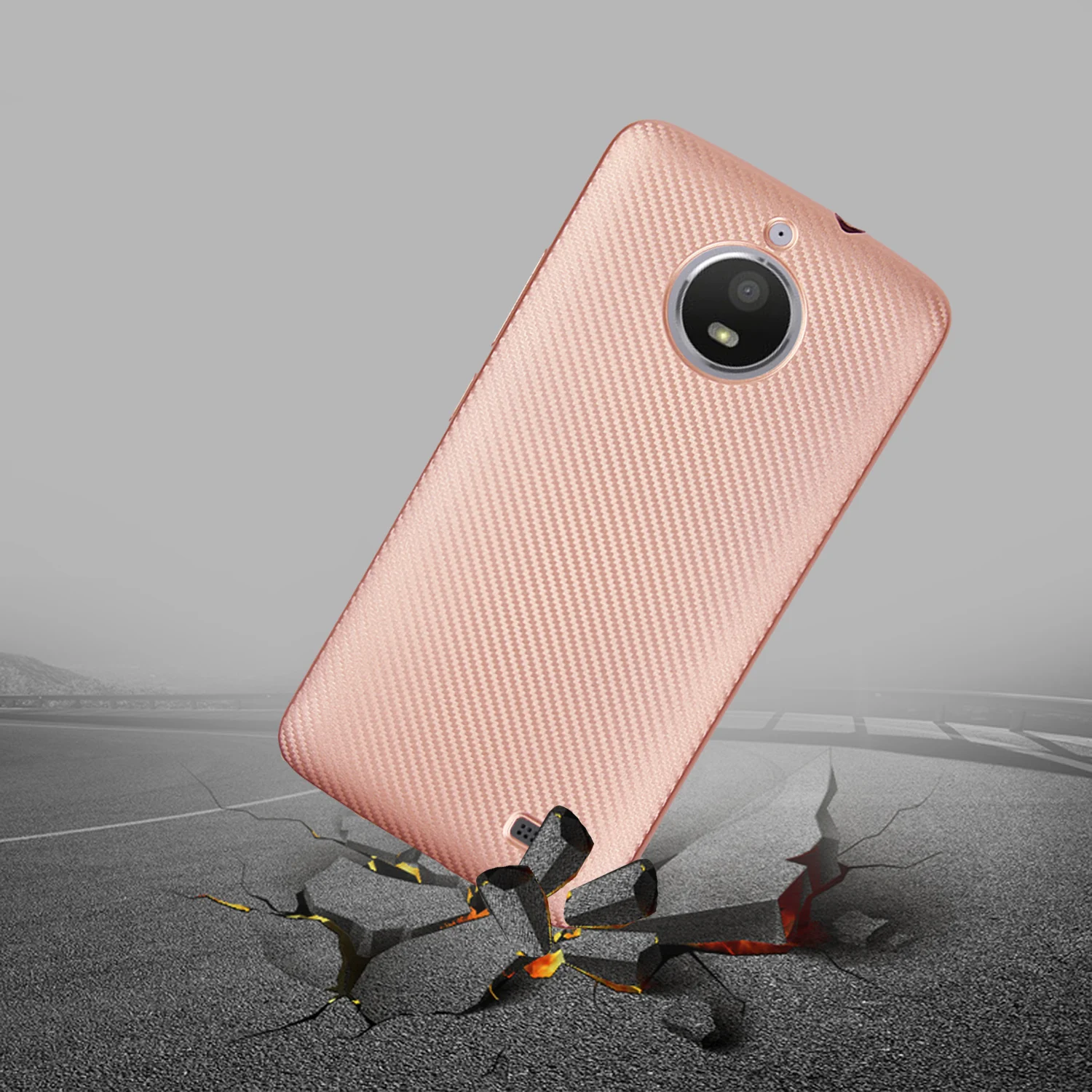 Hatoly для Fundas Motorola Moto E4 чехол ультра-тонкий мягкий ТПУ/углеродное волокно задняя
