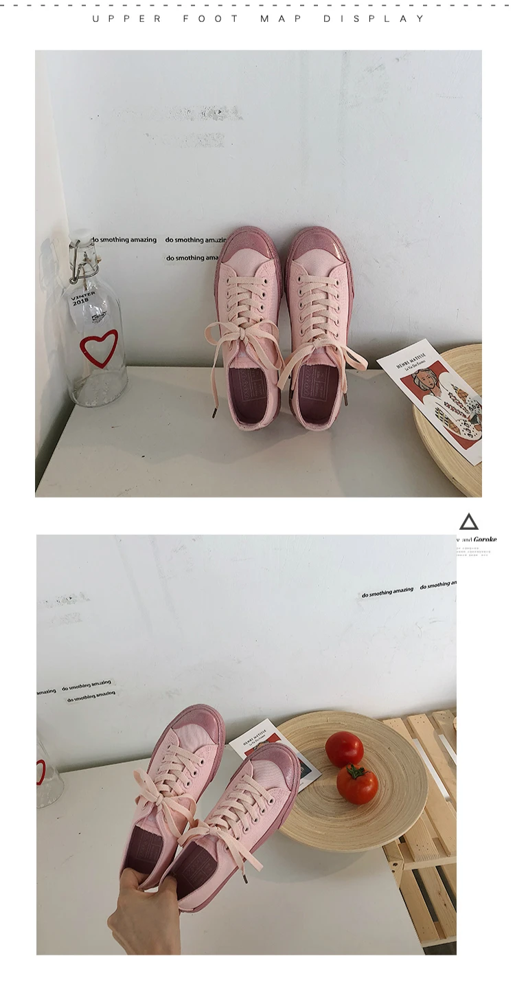 Pink canvas walking shoes girl heart female students Korean version of the wild cute breathable sports shoes M2-79