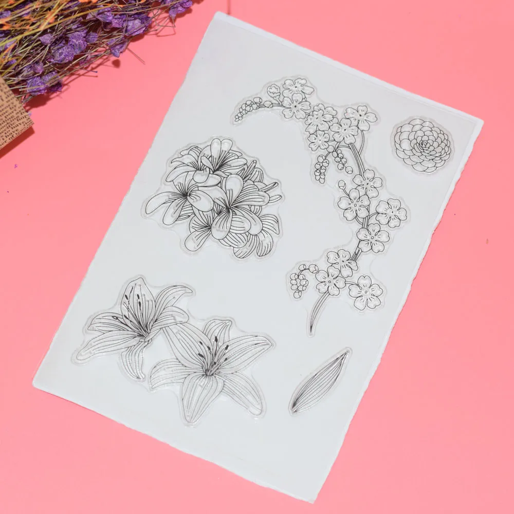 Flower Transparent Silicone Rubber Clear Stamps Scrapbooking Decor Embossing DIY Craft | Канцтовары для офиса и дома