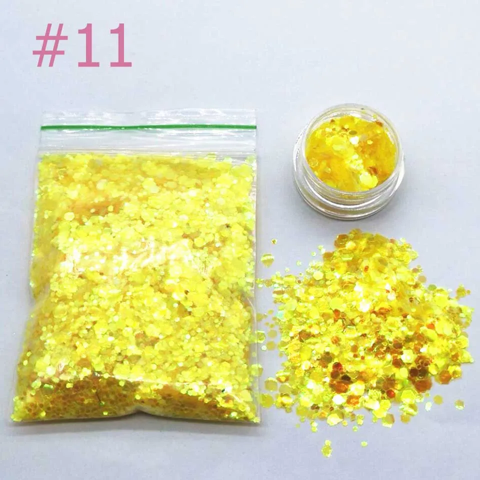 color 11 50 г Смешанные 1/2/3 мм размер блестящий порошок, блестящие хлопья для прессформу эпоксидной смолы, гель для ногтей пайетки порошок плоской задней стороной для украшения ногтей - Цвет: color 11