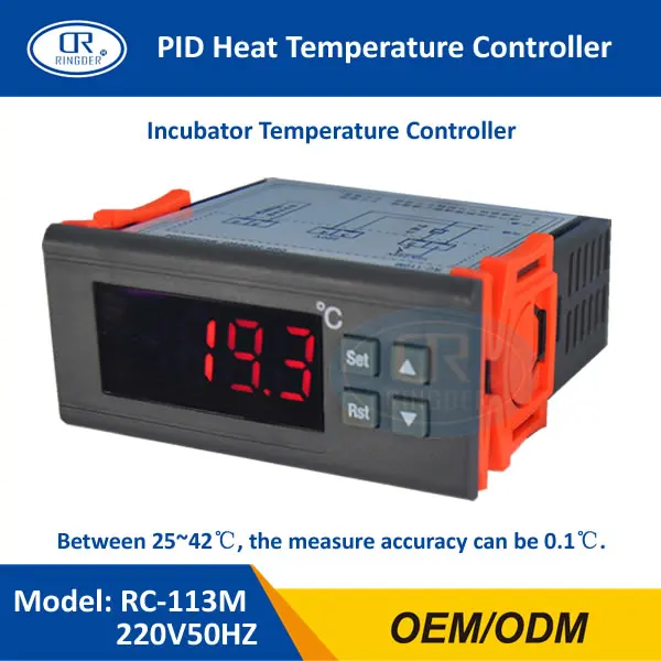 RINGDER RC-113M 220V50HZ 0.1C PID Тепловая зародыша инкубационный регулятор цифровой термостат регулятор температуры для инкубатора лаборатория