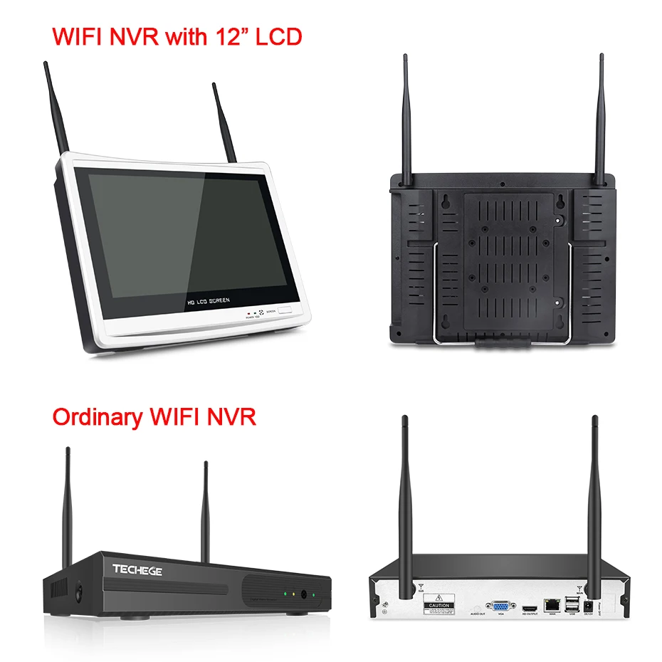 Techege 4CH беспроводной 1080 P NVR комплект HD 2.0MP беспроводная камера wifi 12 &quotЖК дисплей