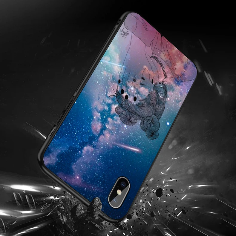 Звездное ночное небо и девушка искусство для iphone X XR XS XSMAX Силиконовые Мягкие ТПУ