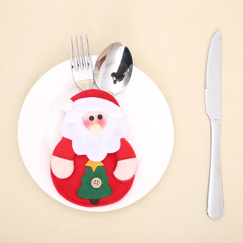 Рождественский Декор Санта Клаус снеговик лось кухонная посуда держатель вилка