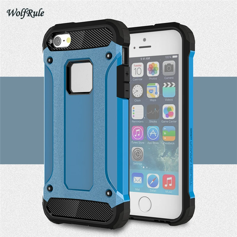 Wolfrule чехол для Apple IPhone 5S случае двойной Слои Броня ТПУ &amp PC бизнес Стиль Fundas