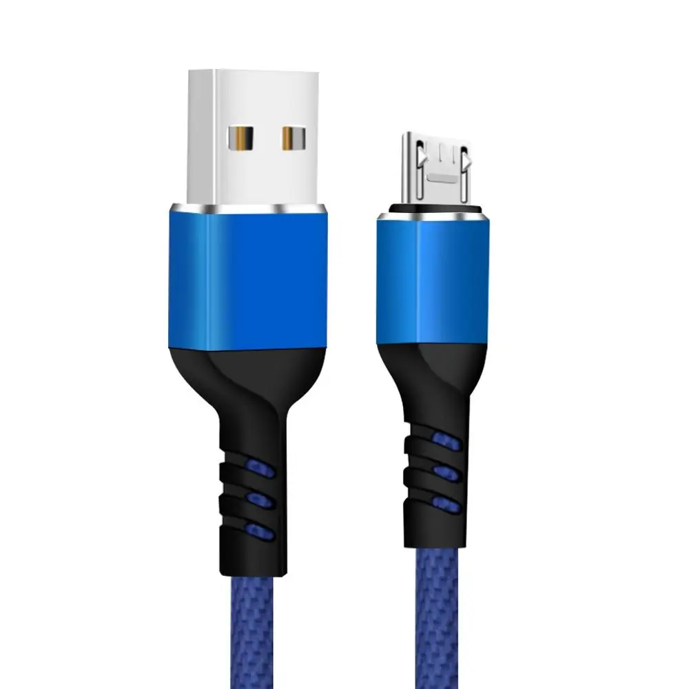 Blue USB Cable FONKEN Micro USB кабель 3A Быстрая зарядка USB кабель для передачи данных 1 м 2 м тканевый Плетеный Android USB ЗУ для мобильного телефона Быстрый зарядный провод - Цвет: Blue USB Cable
