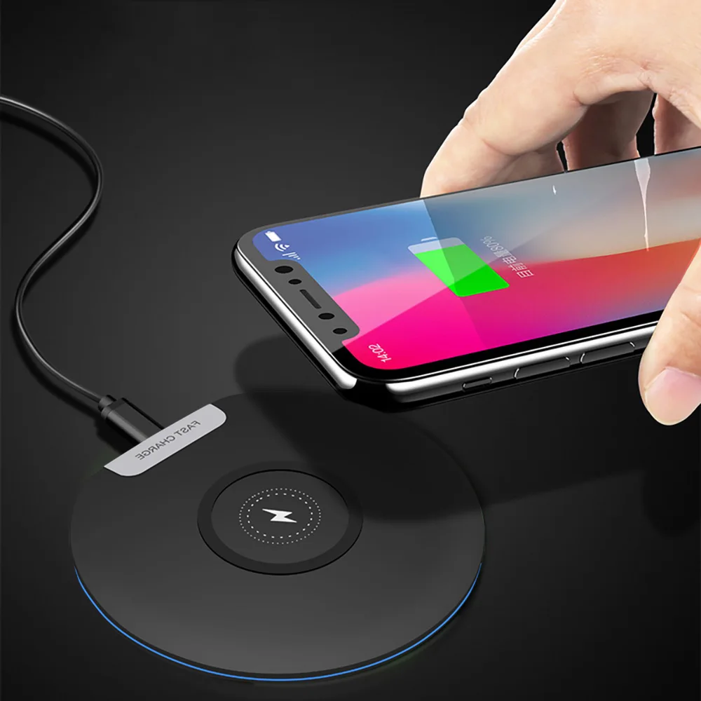 FDGAO ультра тонкий 10 W Qi Беспроводной Зарядное устройство для iPhone X XS Max XR 8 быстро