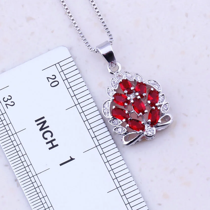 Beautiful Red Created Garnet &amp White CZ Silver Color Jewelry Sets For Women Bridal Party Fashion Free Gift Box J0052 | Украшения и