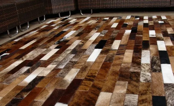 

Fashionable art carpet 100% natural genuine cowhide leather hair on leather rug