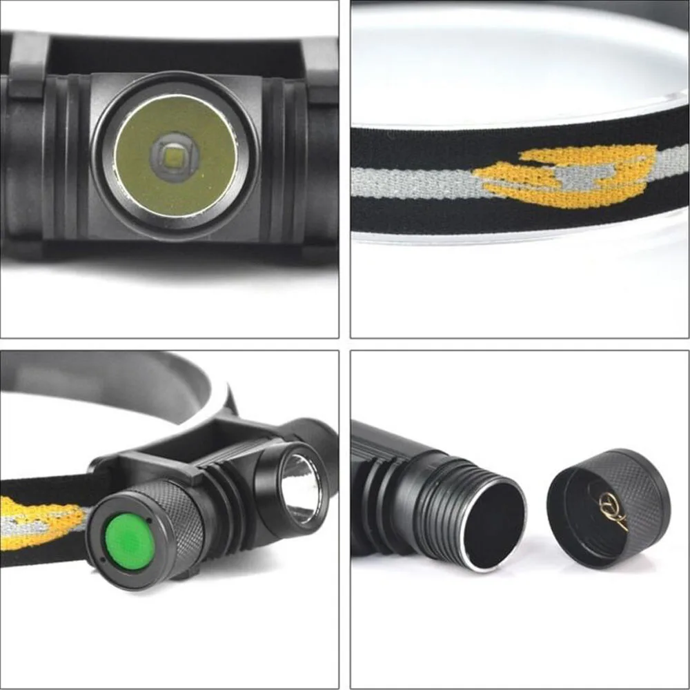 Светодиодный перезаряжаемый налобный фонарь 18650 с USB зарядкой D10 XM-L2 светодиодный