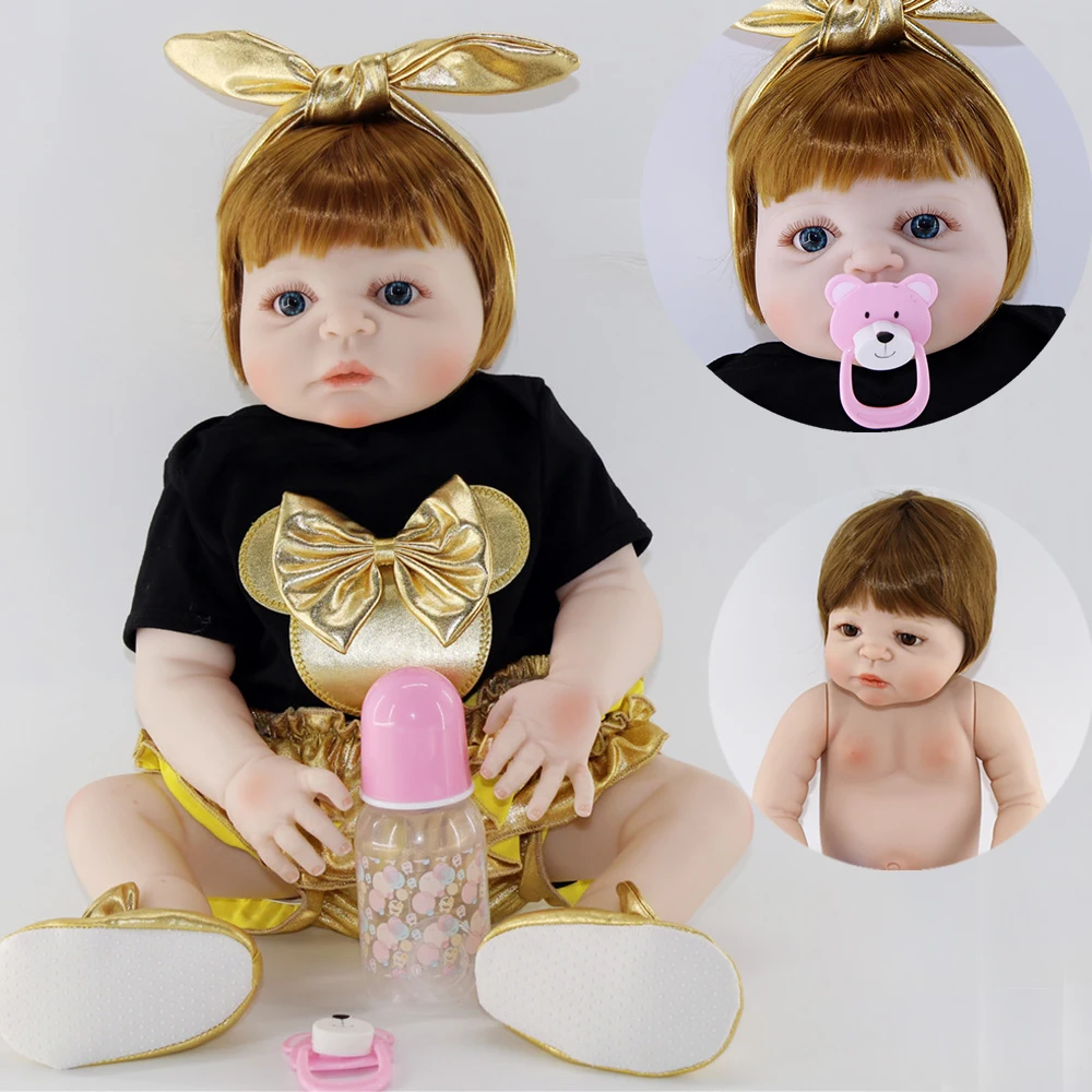 Bebes reborn bonecas 55 см полное Силиконовое боди Reborn Baby Doll игрушка как настоящая 22 дюймов