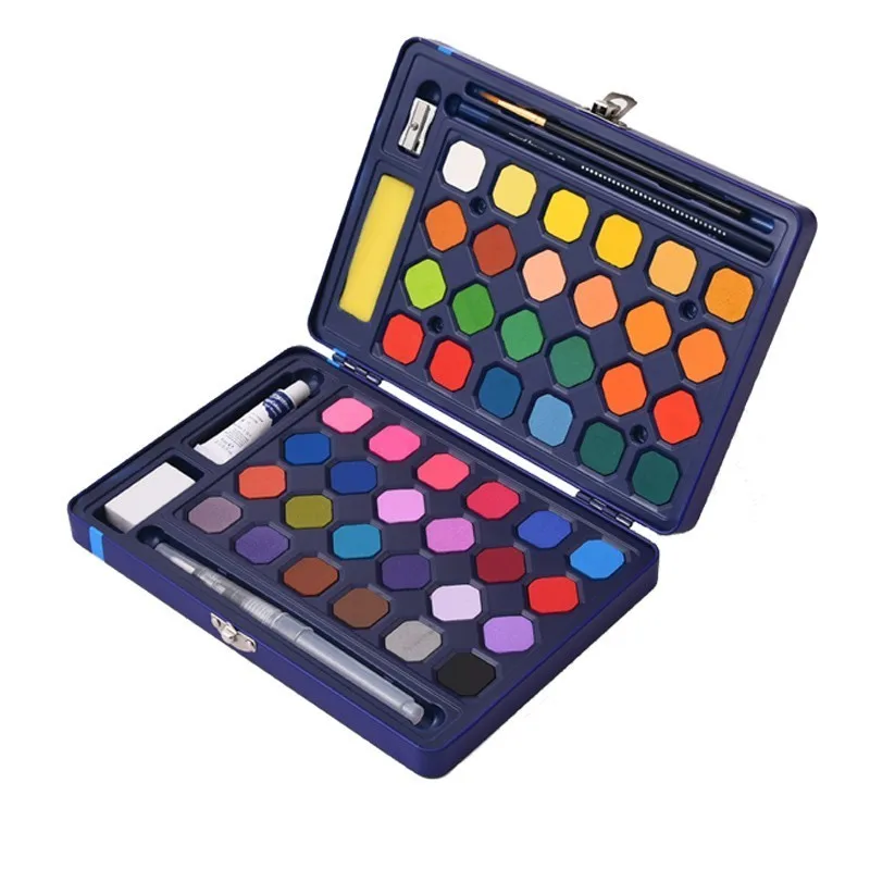 48 Colors CHENYU специальное предложение, 12/18/24/36/48 Цвета Твердые акварельные краски в наборе с кисточек для рисования акварельные кисточки для татуажа, пигмент для мануального татуажа рисовать молни - Цвет: 48 Colors