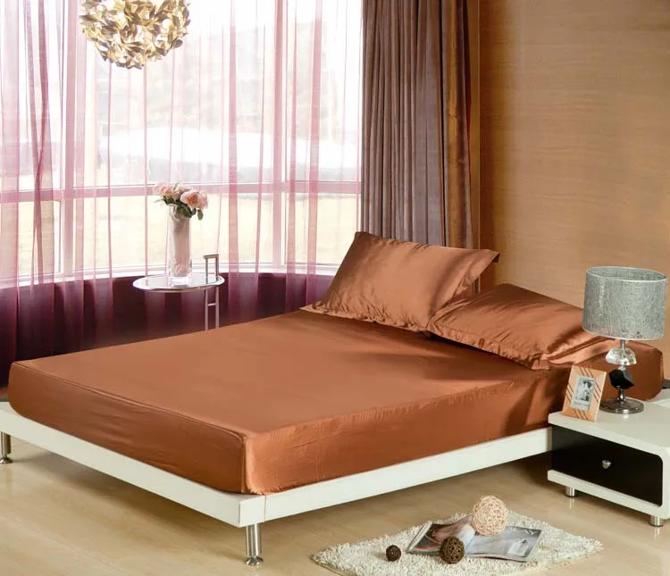 Шелковая однотонная натяжная простыня чехол для подушки наматрасник защитный